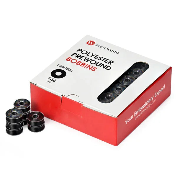 Pre-wound Bobbins Style L Black – Box of 144