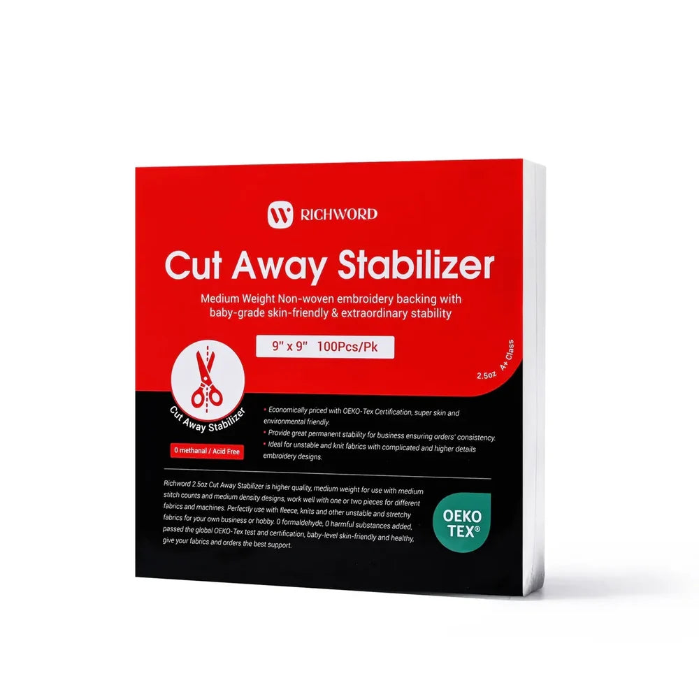 Cut-Away Embroidery Stabilizer 71 g – 100 Sheets 23 × 23 cm
