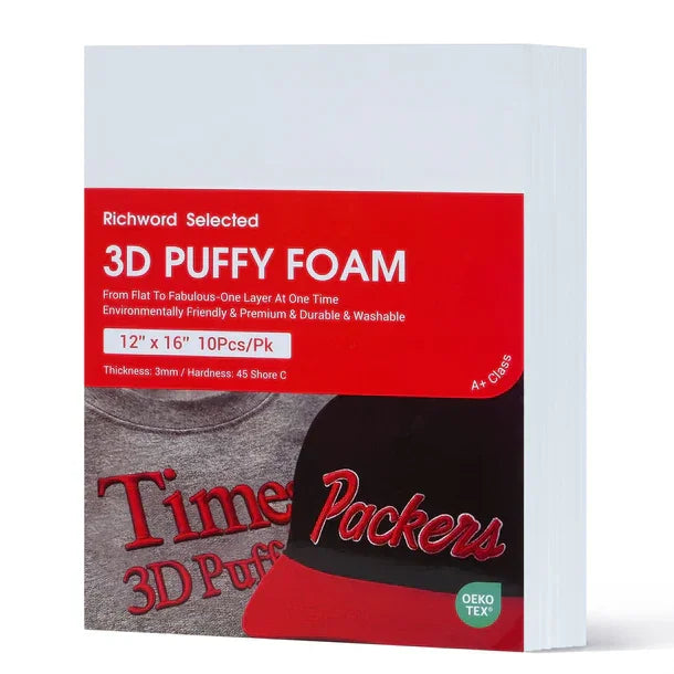 3D Puff Embroidery Foam 3 mm White – 10 Sheets 30 × 40 cm