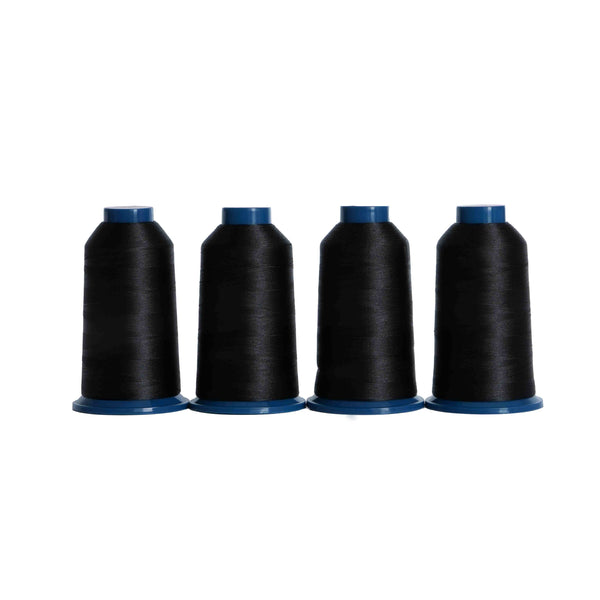 Polyester-Stickgarn 4000 m – 4 Spulen im Set (Schwarz, Weiß, Rot)