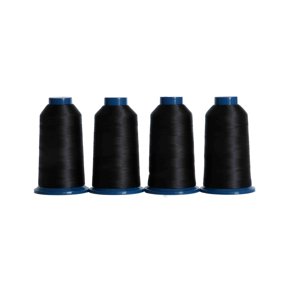 Fil de broderie polyester 4000 m – Lot de 4 bobines (Noir, Blanc, Rouge)