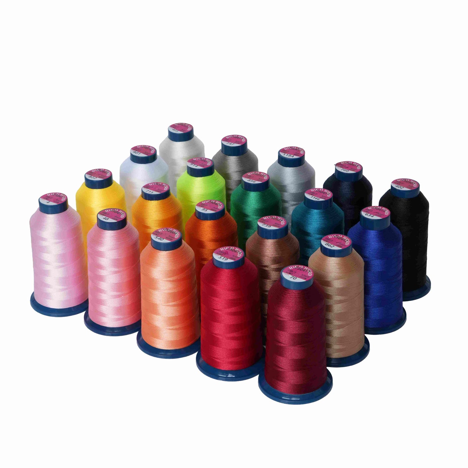 Richword Polyester-Stickgarn – 60 Konen (4000 m) – 20 leuchtende Farben