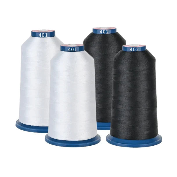 Black & White Embroidery Thread – 4 Spools × 4000 m