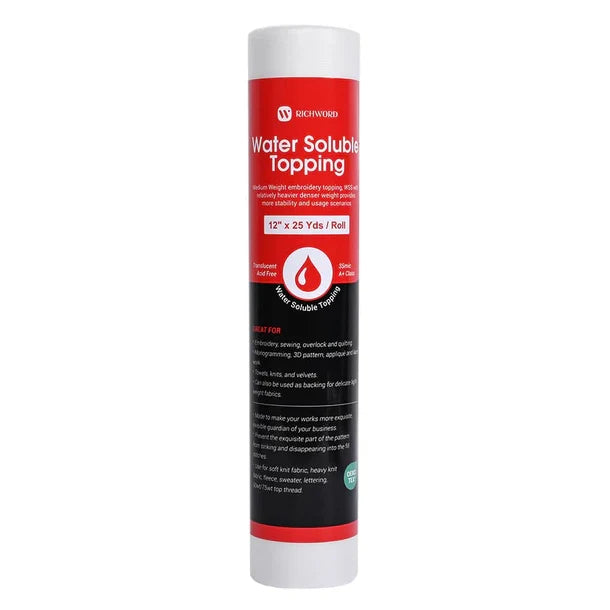 Water-Soluble Embroidery Topping Film 35 µm – Roll 30.5 cm × 22.8 m